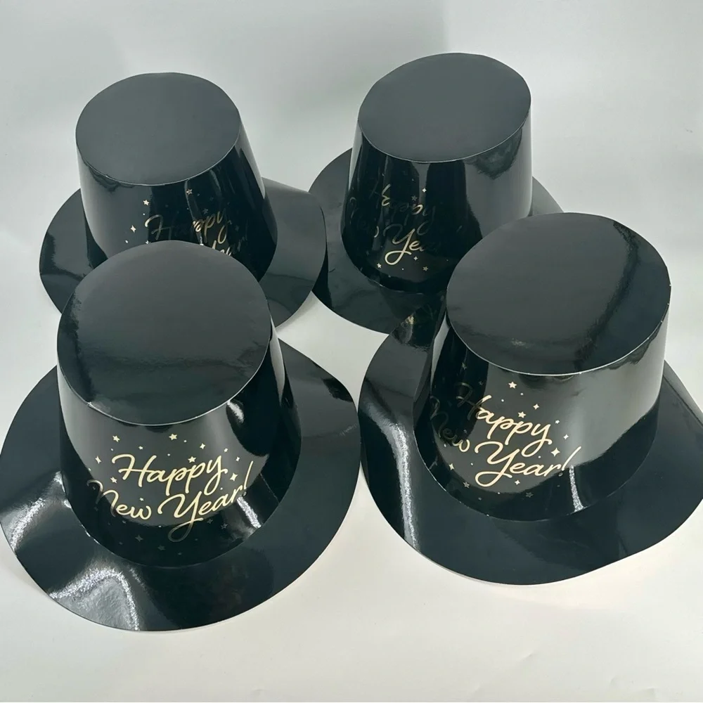 🌴 Happy New Year Black Top Hats